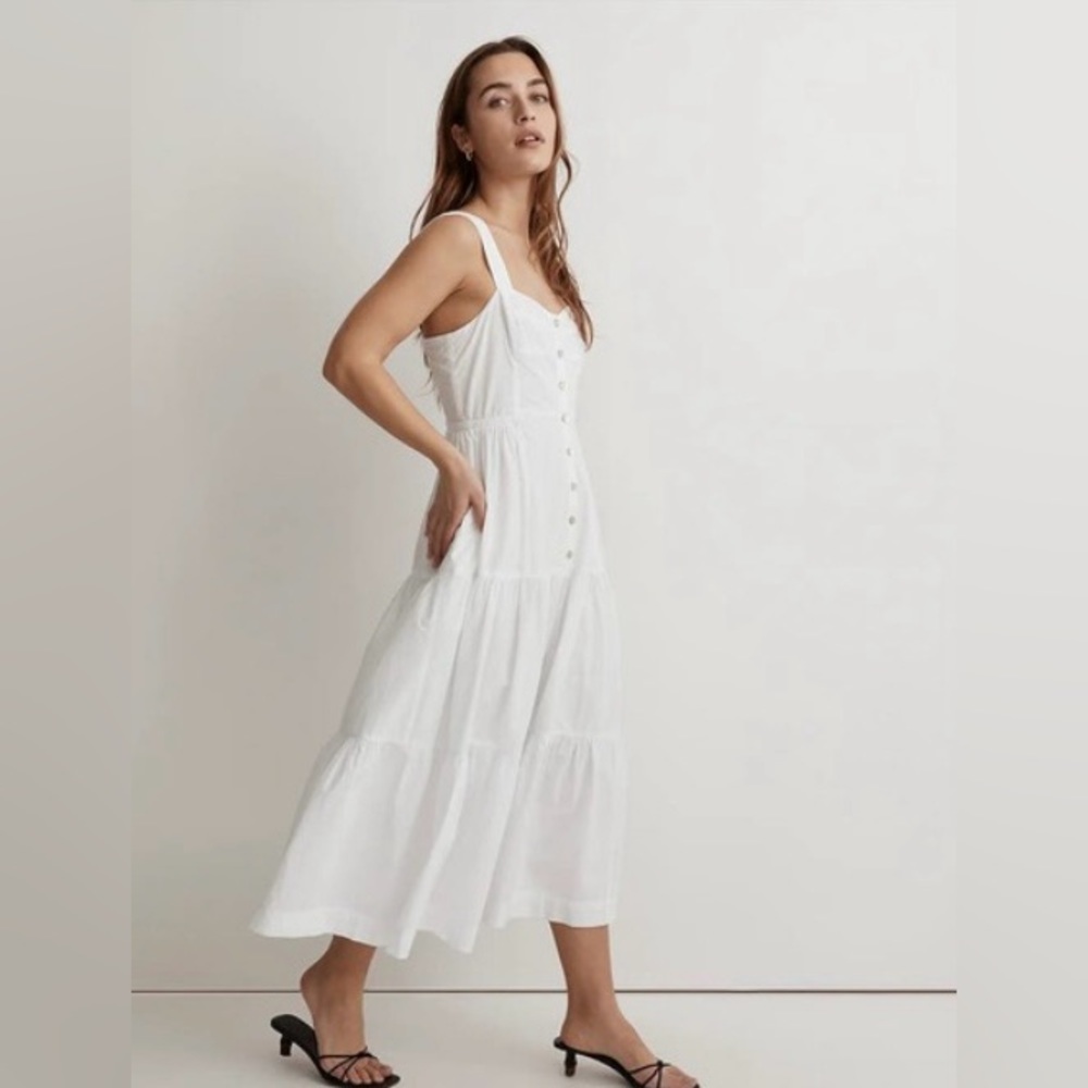 Madewell Button-Front Tiered Midi Dress